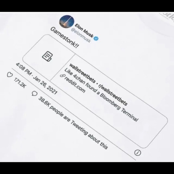 Official Bootleg Gamestonk Elon Musk Tweet Shirt - Picture 2 of 3